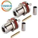 11121215-- RF CONNECTOR - 50OHMS ,  N FEMALE , STRAIGHT , BULK HEAD REAR MOUNT , CRIMP TYPE , RG58, RG142, LMR195 CABLE - Image 3