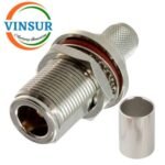 11121217 -- RF CONNECTOR - 50OHMS , N FEMALE , STRAIGHT , BULK HEAD REAR MOUNT , CRIMP TYPE , LMR-400 CABLE (Copy)