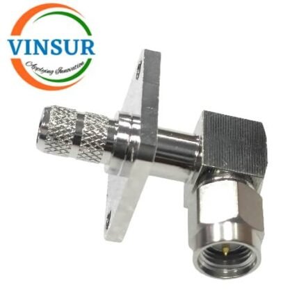 11512416 -- RF CONNECTOR - 50 OHMS SMA MALE RIGHT ANGLE 4 HOLE FLANGE CRIMP TYPE LMR-240 CABLE