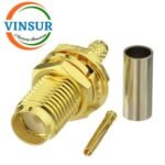11521214 -- RF CONNECTOR - 50 OHMS SMA FEMALE STRAIGHT BULK HEAD REAR MOUNT CRIMP TYPE RG316/RG174/RG188/LMR100 CABLE