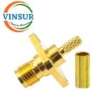 11521414 -- RF CONNECTOR - 50 OHMS SMA FEMALE STRAIGHT 4-HOLE FLANGE CRIMP TYPE RG316/RG174/RG188/LMR100 CABLE