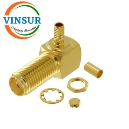 11522214 -- RF CONNECTOR - 50 OHMS SMA FEMALE RIGHT ANGLE BULK HEAD REAR MOUNT CRIMP TYPE RG316/174 CABLE