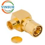 1161203D -- RF CONNECTOR - 50 OHMS , SMB MALE , RIGHT ANGLE , SOLDER TYPE RG402 CABLE