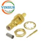 11621214 -- RF CONNECTOR - 50 OHMS , SMB FEMALE , STRAIGHT , BULK HEAD REAR MOUNT , CRIMP TYPE , RG316, RG174, RG188, LMR100 CABLE