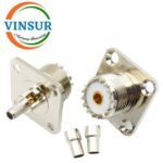 11C21415 -- RF CONNECTOR -- 50 OHMS , UHF FEMALE , STRAIGHT , 4 HOLE FLANGE , CRIMP TYPE , RG58,142 CABLE