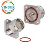 11E2143D -- RF CONNECTOR - 50OHMS , 4.3-10 FEMALE , STRAIGHT ,4-HOLE FLANGE, SOLDER TYPE , RG402 CABLE