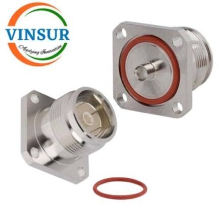 11E2143D -- RF CONNECTOR - 50OHMS , 4.3-10 FEMALE , STRAIGHT ,4-HOLE FLANGE, SOLDER TYPE , RG402 CABLE