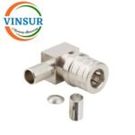 11J12016 -- RF CONNECTOR - 50 OHMS QMA MALE RIGHT ANGLE CRIMP TYPE LMR240 CABLE