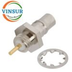 VSW-11J21171 -- RF CONNECTOR - 50 OHMS , QMA FEMALE , STRAIGHT , BULKHEAD FRONT MOUNT , ROUND POST  T