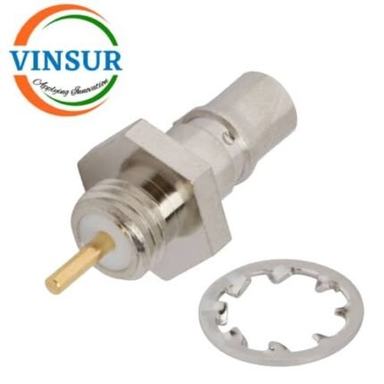 VSW-11J21171 -- RF CONNECTOR - 50 OHMS , QMA FEMALE , STRAIGHT , BULKHEAD FRONT MOUNT , ROUND POST  T