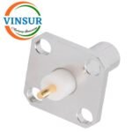 VSW-11J214M0 -- RF CONNECTOR - 50 OHMS , QMA FEMALE , STRAIGHT,4-HOLE FLANGE,3.18MM EXTENDED TEFLON, PCB-ROUND POST