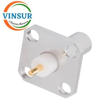 VSW-11J214M0 -- RF CONNECTOR - 50 OHMS , QMA FEMALE , STRAIGHT,4-HOLE FLANGE,3.18MM EXTENDED TEFLON, PCB-ROUND POST