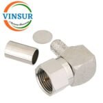 VSW-12B1201H -- RF CONNECTOR - 75 OHMS , F-TYPE MALE , RIGHT ANGLE , CRIMP TYPE , RG59, RG62, RG71 CABLE
