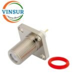 VSW-12B214L0 -- RF CONNECTOR - 75 OHMS, F-TYPE FEMALE STRAIGHT 4-HOLE FLANGE 6.35 EXTENDED TEFLON  PCB-ROUND POST