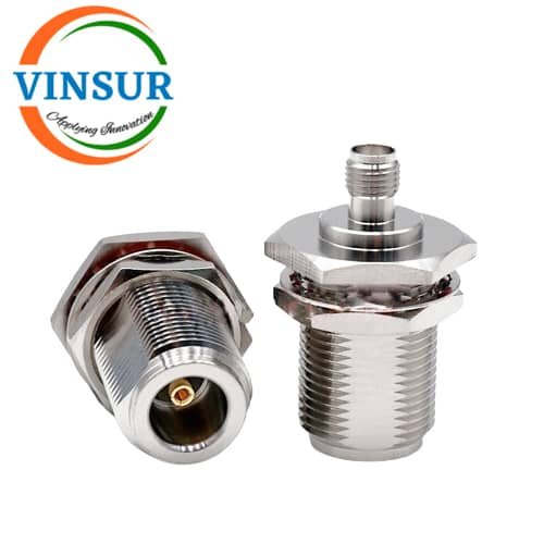41121421-- RF ADAPTER - 50OHMS, N-TYPE FEMALE TO SMA FEMALE STRAIGHT BULKHEAD ADAPTER 41121421-- RF ADAPTER - 50 OHMS, N-TYPE FEMALE TO SMA FEMALE STRAIGHT BULKHEAD ADAPTERS - Image 1