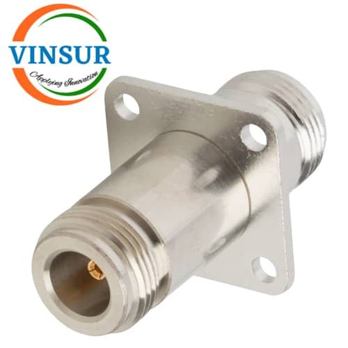 41124121 -- RF ADAPTERR - 50 OHMS, N-TYPE FEMALE TO N-TYPE FEMALE STRAIGHT 4-HOLE FLANGE ADAPTER 41124121 -- RF ADAPTERR - 50 OHMS N-TYPE FEMALE TO N-TYPE FEMALE STRAIGHT 4-HOLE FLANGE ADAPTERS - Image 1