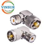 41C10C22 -- RF ADAPTER - 50 OHMS UHF MALE TO UHF FEMALE RIGHT ANGLE ADAPTER