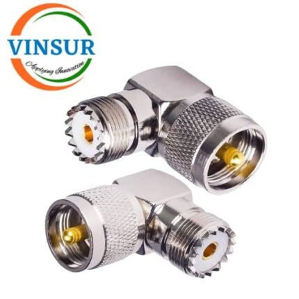 41C10C22 -- RF ADAPTER - 50 OHMS UHF MALE TO UHF FEMALE RIGHT ANGLE ADAPTER