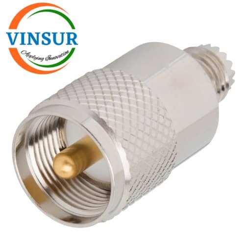 41C10J21 -- RF ADAPTER - 50 OHMS, UHF MALE TO MINI UHF FEMALE STRAIGHT ADAPTER1 41C10J21 -- RF ADAPTER - 50 OHMS UHF MALE TO MINI UHF FEMALE STRAIGHT ADAPTER - Image 1