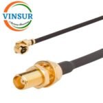 AMC Male Right Angle to MMCX Female Straight bulk head for RG 1.13 Cable of Length 250mm