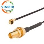 AMC Male Right Angle to MCX Female Straight Bulk Head for RG1.13 Cable of Length 250mm