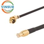 AMC Male Right Angle to MCX Male Straight for RG1.13 Cable of Length 250mm
