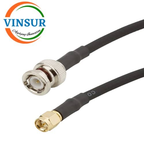 BNC Male Straight to SMA Male Straight for RG-58 Cable Assembly Length of 12inch BNC Male Straight to SMA Male Straight for RG58 Cable of Length 12" Inch - Image 1