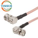 BNC Male Right Angle to BNC Male Right Angle for RG142 Cable of Length 1M