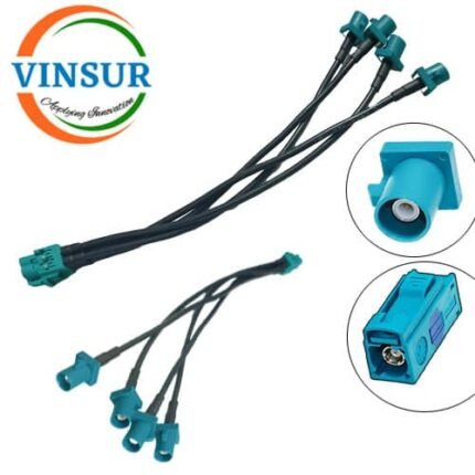 Fakra SMB Male Straight For RG174(Water Blue Color Z-Code) 4-Pin Cable Of Length 20cm