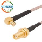 MCX Male Right Angle to SMA Female Straight Bulk head for RG316 Cable of Length 12" Inch