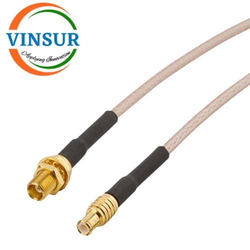 MCX Male Straight to MCX Female Straight bulkhead for RG 316 Cable Assembly Length of 12Inch MCX Male Straight to MCX Female Straight Bulkhead for RG316 Cable of Length 12" Inch - Image 1
