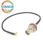 MMCX Male Right Angle to TNC Female Straight Bulk Head for Rg174 Cable of Length 10cm
