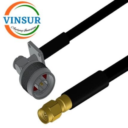 N Male Right Angle 4 Hole Flange to SMA Male Straight for VSW240-FR Cable of Length 1M