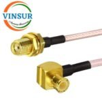 MCX Male Right Angle to SMA Female Straight  Bulk head for RG316 Cable of Length 250mm - Image 2