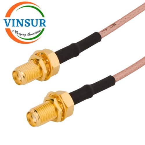SMA Female Staright Bulkhead to SMA Female Staright Bulkhead RG-316 Cable Assembly length of 6inch SMA Female Staright Bulkhead to SMA Female Staright Bulkhead RG316 Cable of length 6" Inch - Image 1