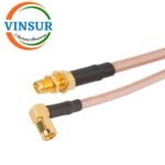 SMA Male Right Angle to SMA Female Staright Bulkhead RG142 Cable of length 6" Inch