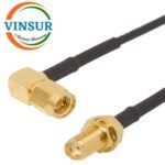 SMA Male Right Angle to SMA Female Staright Bulkhead RG-174 Cable of length 6" Inch