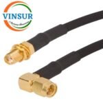 SMA Female Straight Bulk Head to SMA Male Right Angle for RG58 Cable of Length 6" Inch