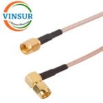 SMA Male Right Angle to SMA Male Staright RG-316 Cable of length 6" Inch
