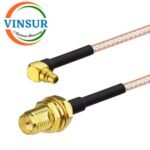 RP SMA Female Straight Bulkhead to MMCX Male, Right Angle for Rg178 Cable of Length 20" Inch