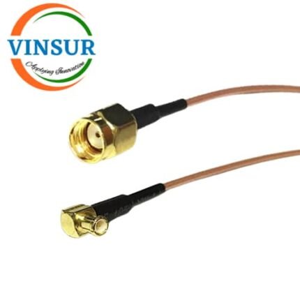 MCX Male Right Angle to SMA Male Straight for RG178 Cable of Length 80mm