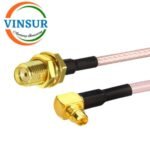 SMA Female Straight Bulk head to MMCX Male Right Angle for Rg316 Cable of Length 7" Inch
