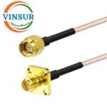 SMA Male Striaght to SMA Female 4H Flange for RG316 Cable of Length 7" Inch
