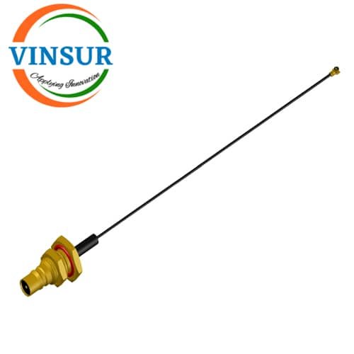VSW250098-CA -- QMA FEMALE STRAIGHT BULKHEAD TO MH4 CABLE ASSEMBLY LENGTH OF 33CM(330MM) QMA Female Straight Bulkhead to MH4 Cable Assembly Length of 33CM(330MM) - Image 1