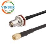 BNC Female Straight Bulk head to SMA Male Straight for RG58 Cable of Length 12" Inch