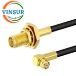 SMA Female Staright Bulkhead to SMP Female Right Angle for LMR-100 Cable Assembly length of 6" Inch