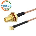 SMA Female Staright Bulkhead to SMP Female Right Angle for RG178 Cable of length 6" Inch