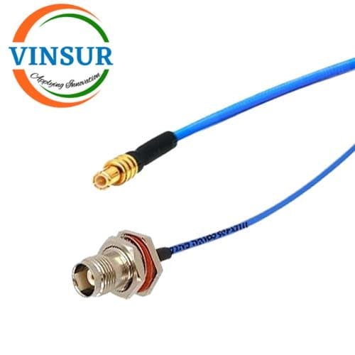 VSW260019-CA – MCX Male Straight to TNC Female Straight Bulk head for RG405 Cable of Length 17cm MCX Male Straight to TNC Female Straight Bulk head for RG405 Cable of Length 17cm - Image 1