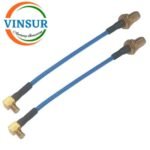 MCX Male Right Angle to SMA Female Straight for RG405 Cable of Length 80mm