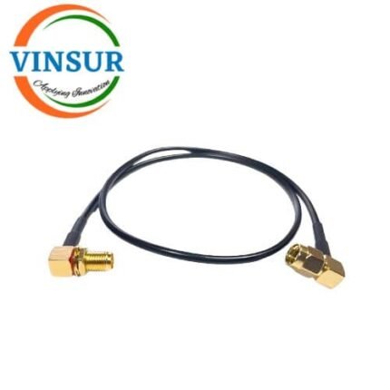 SMA Male Right Angle to SMA Female Right Angle Bulk Head for LMR100 Cable of Length 80mm